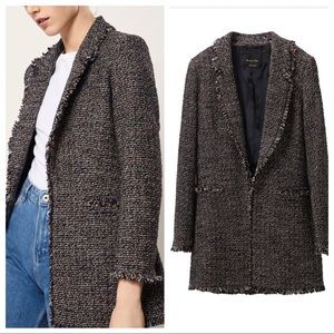 Massimo Dutti boucle Tweed channel style blazer